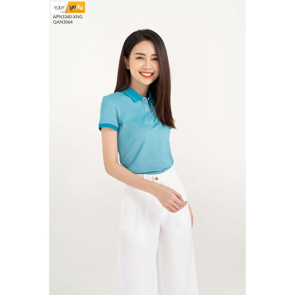 Áo Polo nữ YODY Phối Bo Mắt Chim Basic - Áo thun polo cá sấu chất vải Cotton co dãn 4 chiều - APN3340