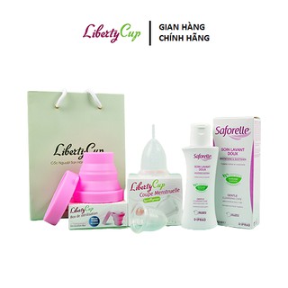 Combo Cốc nguyệt san + Cốc tiệt trùng Liberty ( Tặng 1 DDVS Saforelle 100ml)