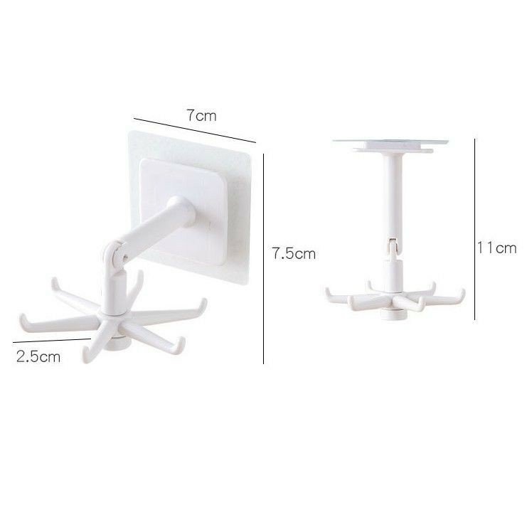 Móc treo dán tường có 6 nhánh xoay 360° giá treo đồ nhà bếp móc chìa khóa decor trang trí nhà cừa đồ gia dụng