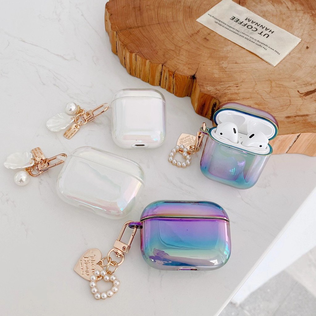 Vỏ Bảo Vệ Hộp Sạc Tai Nghe airpods 1/2 Hình Giọt Nước Xinh Xắn Kèm Móc Khóa Tiện Dụng Ốp