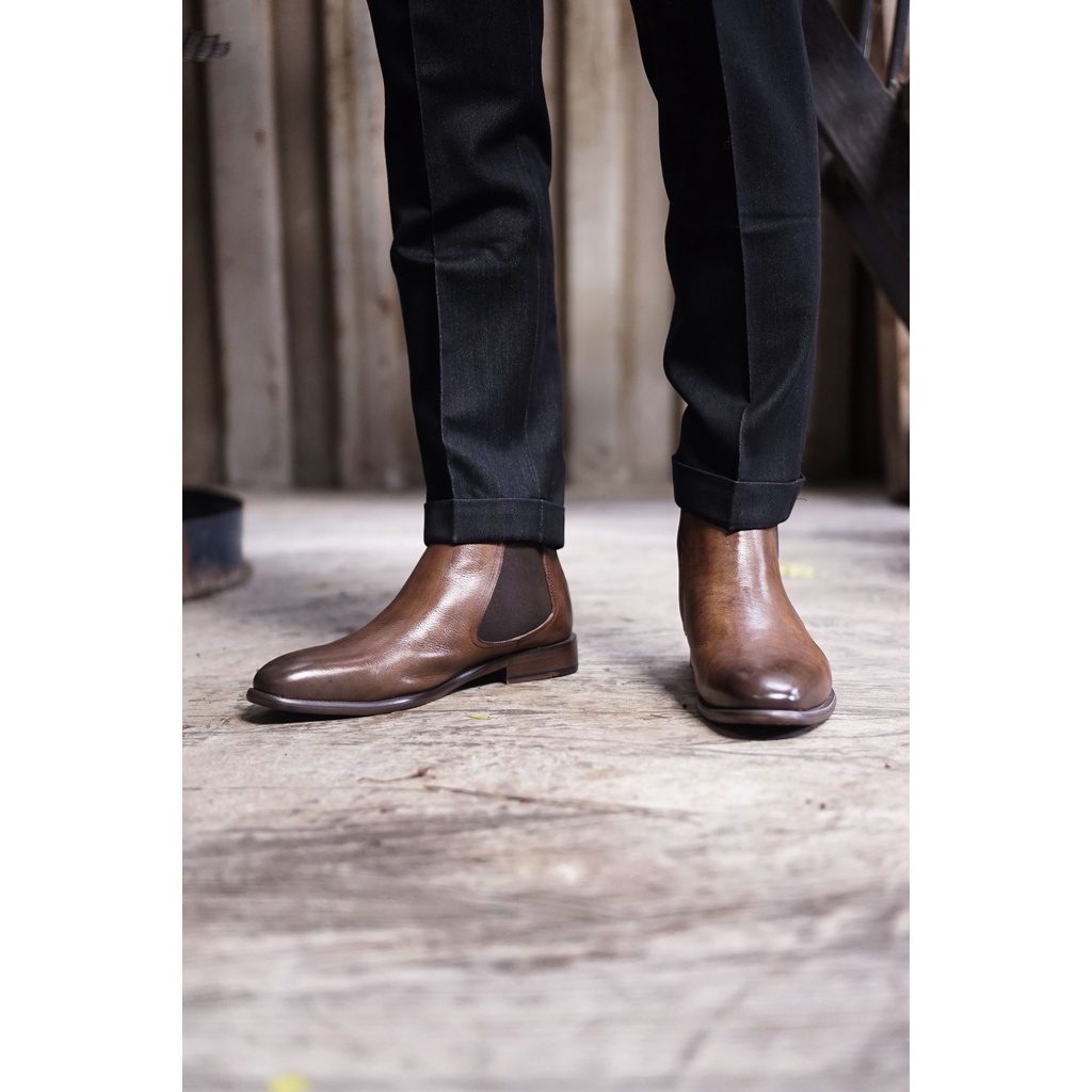 [CAO CẤP] Giày boot nam cao cổ CHELSEA NÂU BK Da thật mũi nhọn Đế khâu Phong cách văn phòng công sở sartorial BH 1 năm | BigBuy360 - bigbuy360.vn
