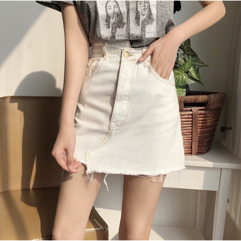 chân váy ulzzang chân váy nữ đẹp chan váy bò jean jeans chữ A kiểu dáng hàn quốc