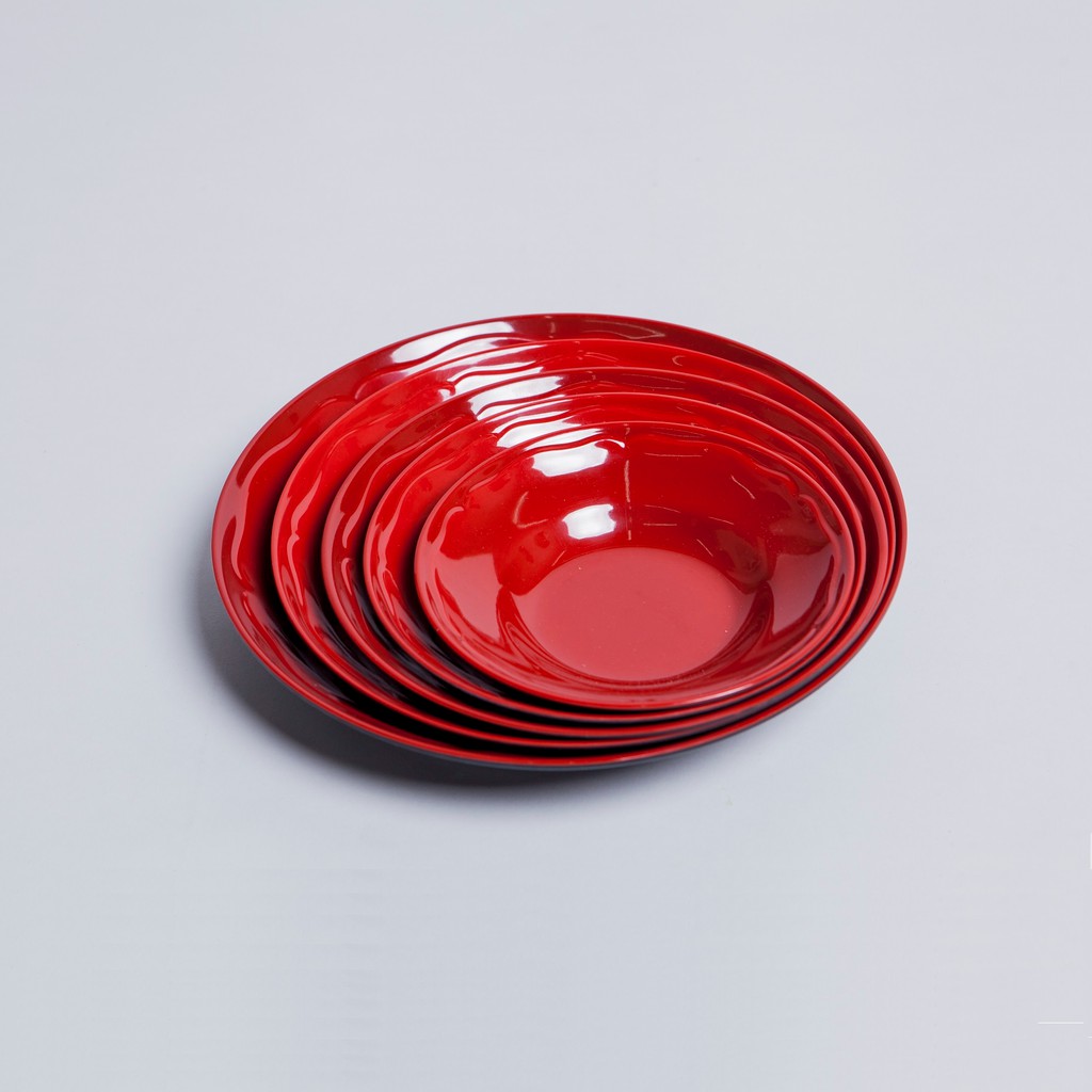 Dĩa sâu size 17.8cm nhựa Melamine 2 lớp đỏ đen (DBN7)