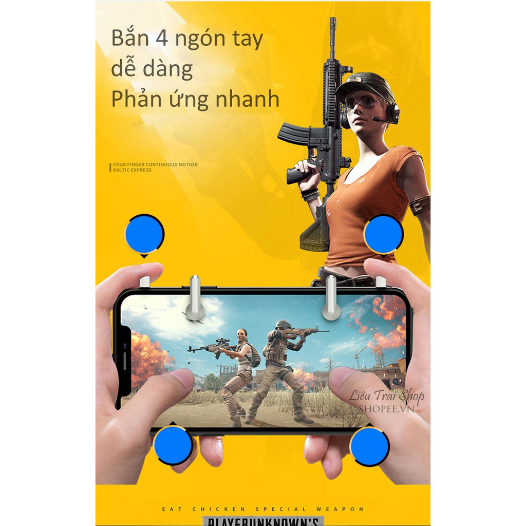 Nút bấm chơi game cảm ứng pubg chơi găm bằng 4 ngón