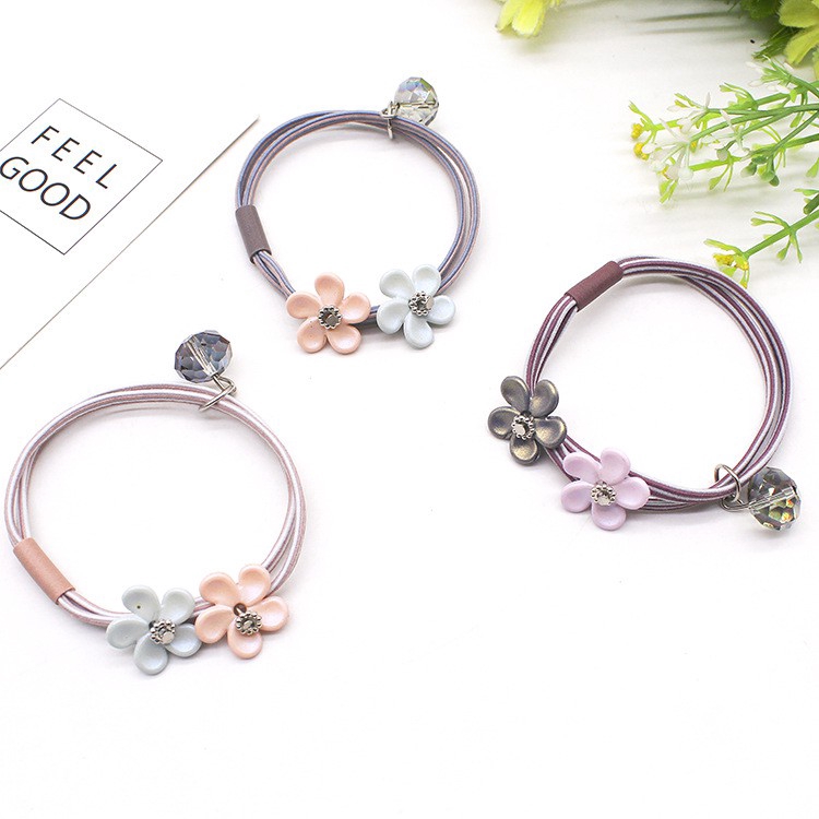 Dây buộc tóc co giãn gắn hoa phong cách Hàn Quốc thời trang cho nữ