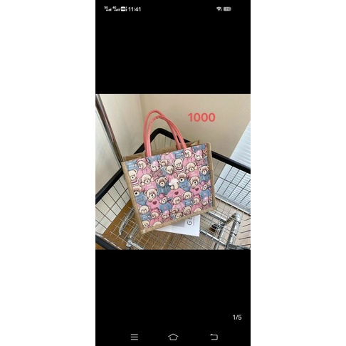 Túi cói mẫu gấu phong cách vintage, túi xách nữ đi du lịch, đi biển, đi làm