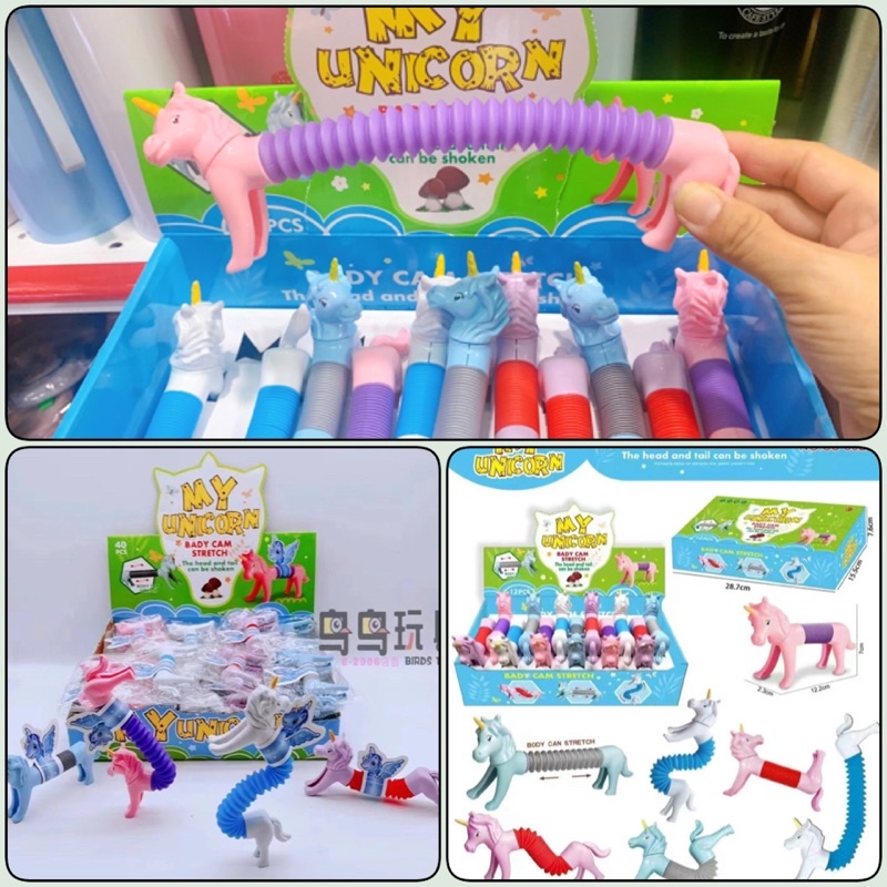 Ống lò xo kéo dài thu gọn Huggy Wuggy, Unicorn, Cún Xúc Xích, Lạc Đà đồ chơi cho bé