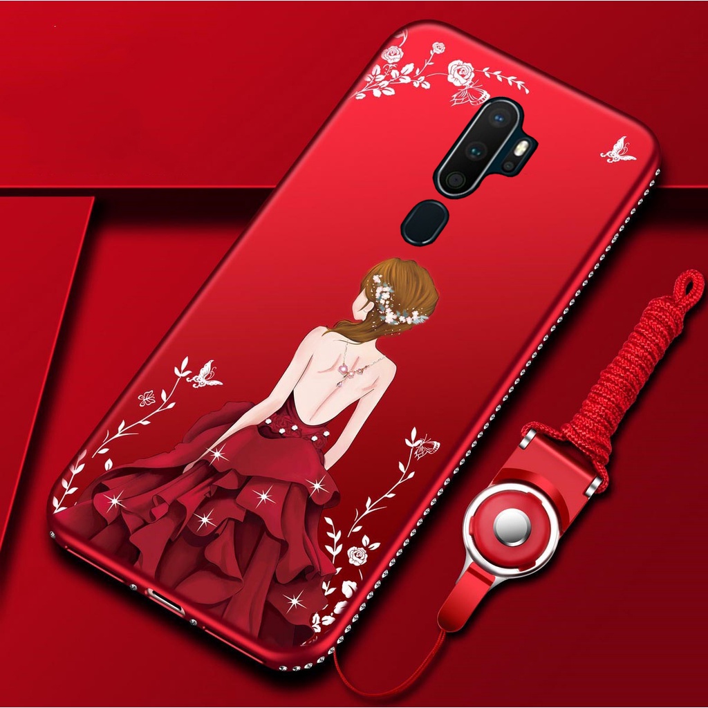 ỐP ĐÍNH ĐÁ OPPO A5 2020, A9 2020 HÌNH CÔ GÁI CAO CẤP ( Tặng Kèm Dây Đeo)