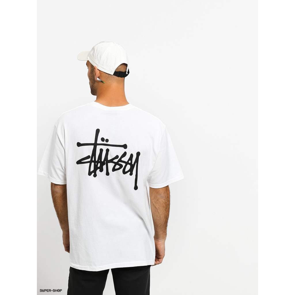 Áo thun tay lỡ unisex STUSSY BASIC vải cotton 100% 2 chiều cao cấp dày dặn