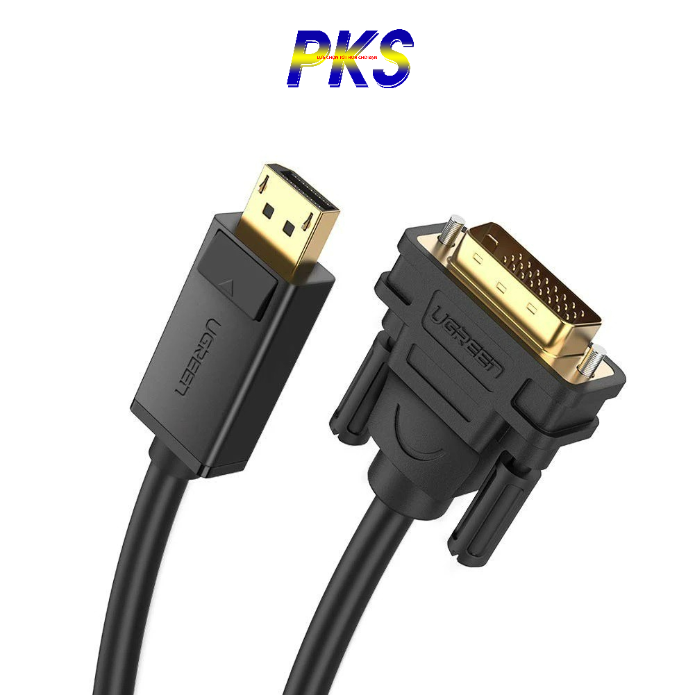 Dây cáp DisplayPort đực sang DVI-D (24+1) đực hỗ trợ 1920x1200 dài 8M UGREEN DP103 10224 - UGREEN 10224