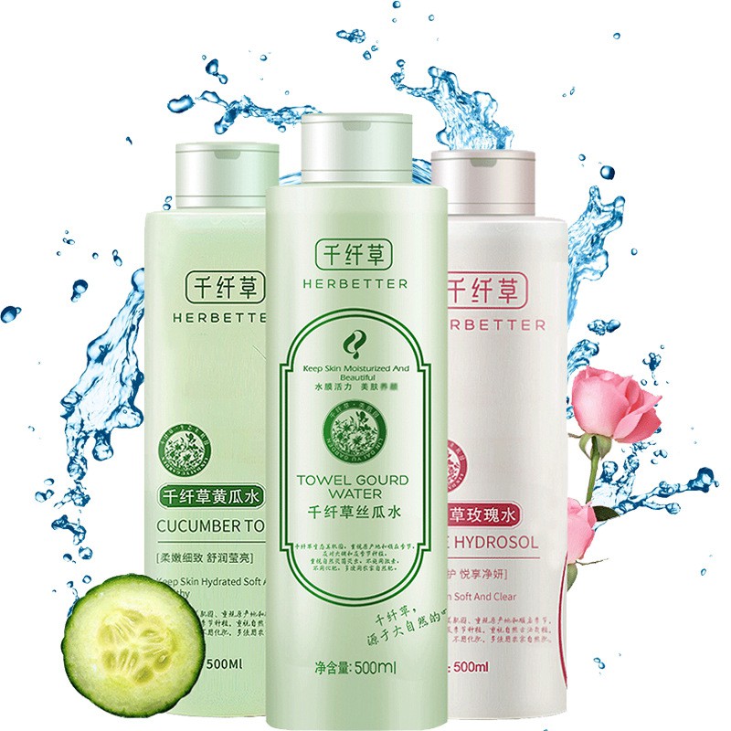 Toner/nước hoa hồng Herbetter cấp ẩm và cân bằng dầu đủ loại 500ml