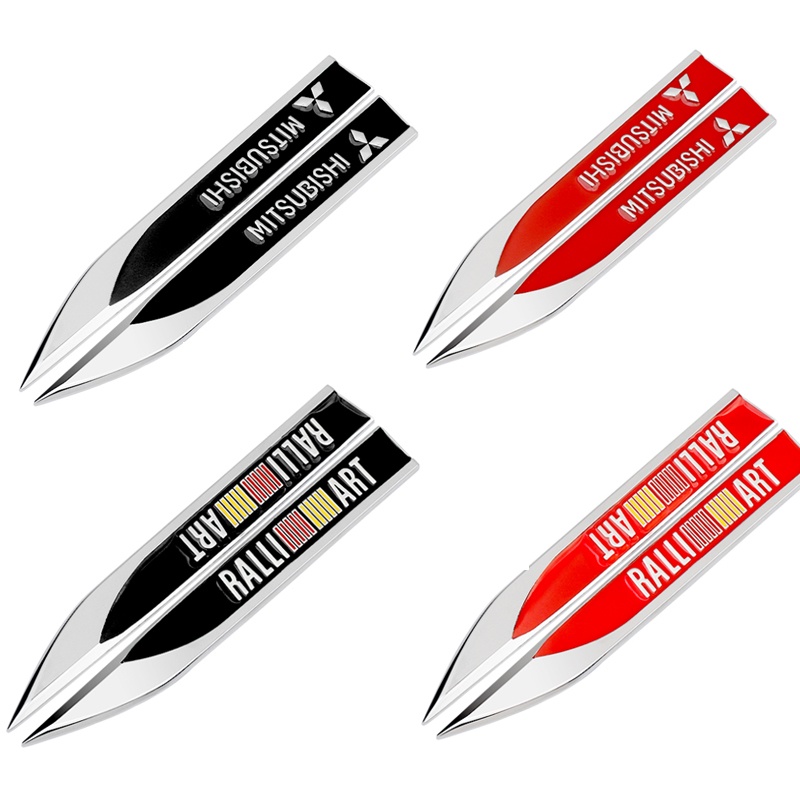 FENDER 2 Miếng Dán Trang Trí Tấm Chắn Bùn 3D Bằng Kim Loại Cho Mitsubishi Attrage Mirage Triton Xpander Pajero Lancer ASX