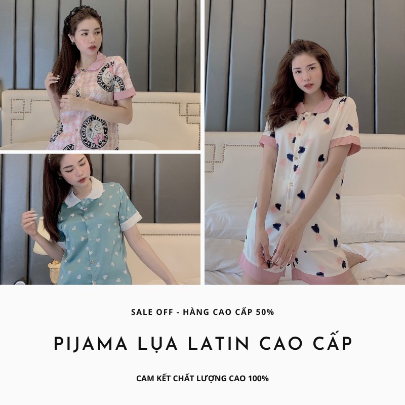Pijama lụa , đồ bộ mặc nhà ngắn tay cộc đùi chất liệu latin cực mềm mịn thoáng mát , hơn 50 mẫu đẹp khác nhau Sunstore