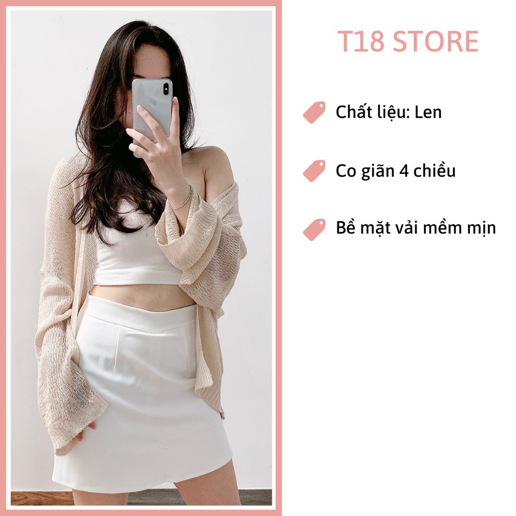 Áo cardigan nữ len mỏng form rộng ulzzang dệt kim dáng dài T18 STORE CD01