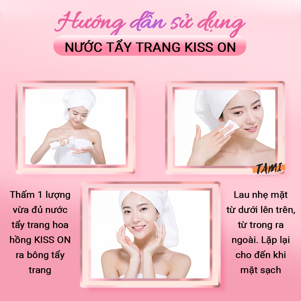 Nước tẩy trang hoa hồng KISS ON làm sạch sâu, cân bằng độ ẩm, thu nhỏ lỗ chân lông Kisson 145ml TM-KI-NTT01