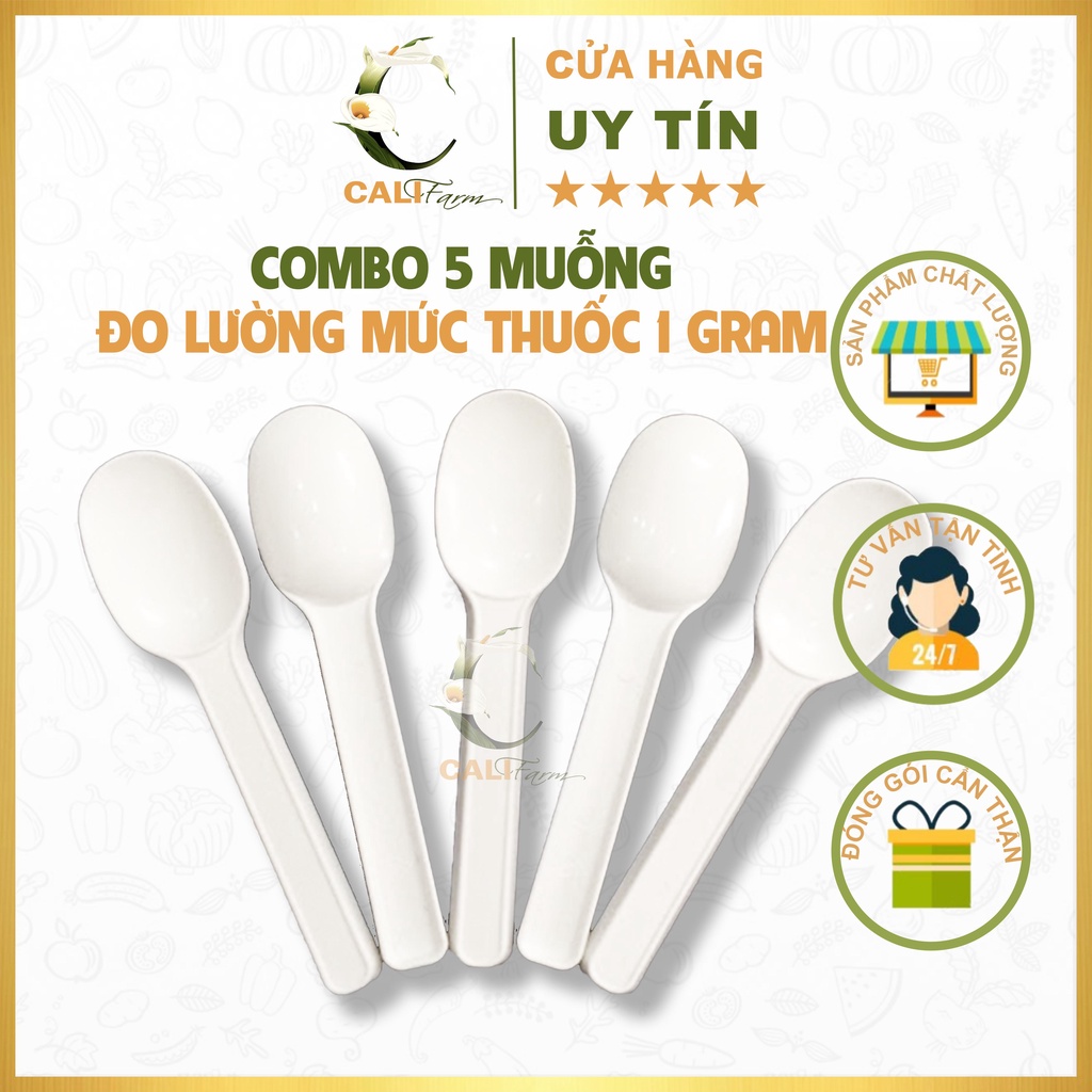 [Combo 5] Muỗng (Thìa) nhựa dùng đo lường mức phân thuốc loại 1gram