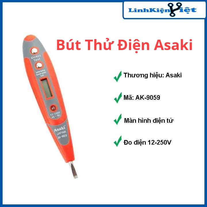Bút thử điện Asaki AK-9059 hiển thị màn hình điện tử cao cấp
