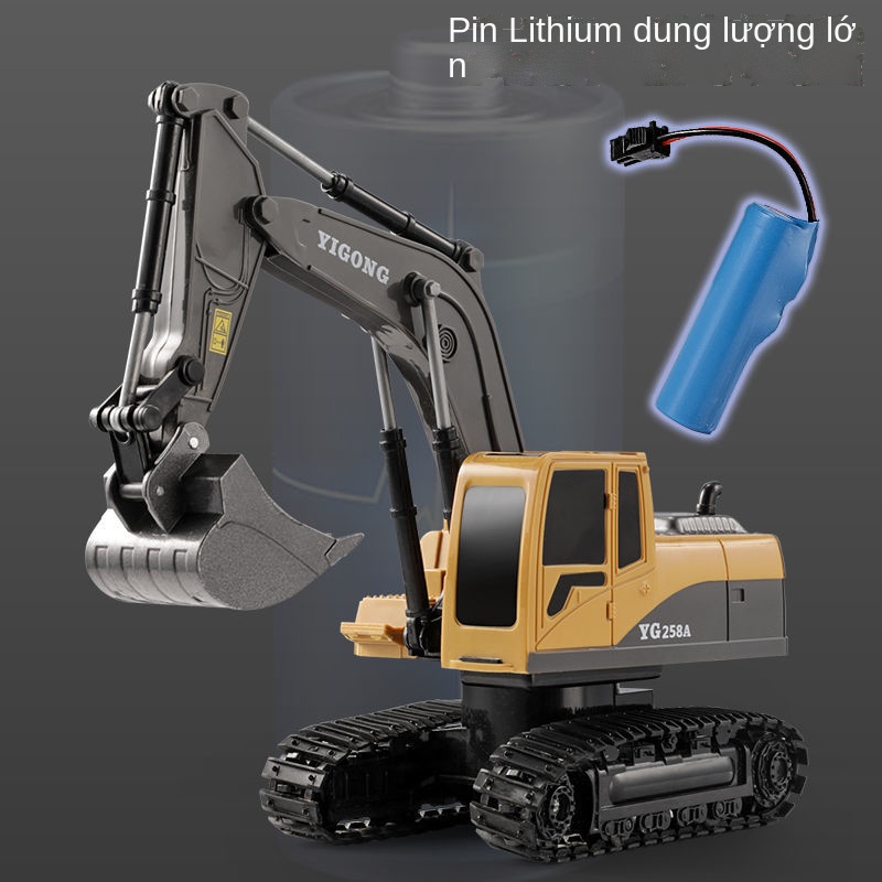 ❣☑﹊Máy xúc kỹ thuật xe mô phỏng lớn móc mô phỏng ô tô điện không dây mô hình cậu bé đồ chơi hợp kim máy xúc điều khiển t