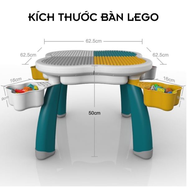 Bộ Bàn Ghế Lego Đa Năng - Kèm bộ xếp hình, lắp ráp cho bé phát triển tư duy