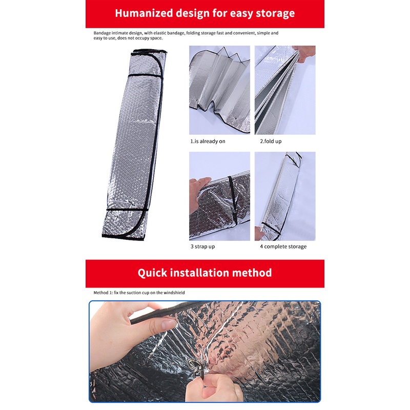 Tấm Che Nắng Phản Quang Gấp Gọn Được Thông Dụng Cho Kính Chắn Gió Xe Hơi