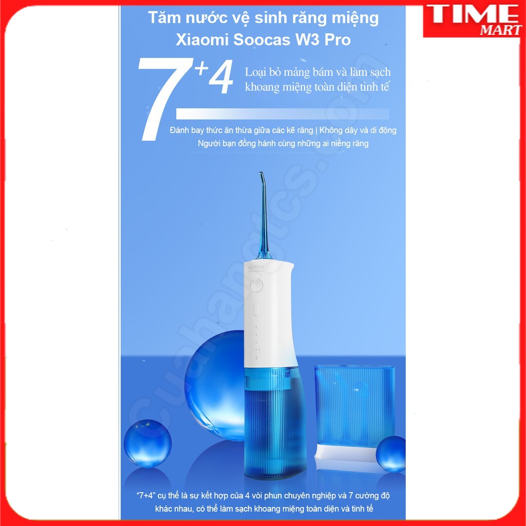 Tăm nước Xiaomi Soocas W3 Pro (4 vòi xịt) xịt vệ sinh răng miệng[TIME_MART siêu thị tiện ích gia đình]