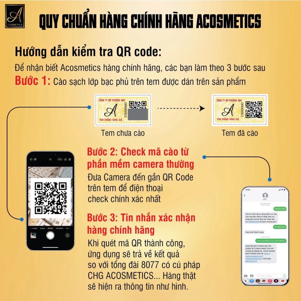 Kem face pháp chữ A và Serum huyết thanh A cosmetics, chống nắng A cosmetics, chính hãng Mỹ Phẩm Phương Anh