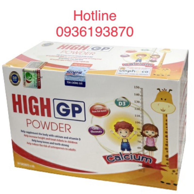 Cốm hỗ trợ tăng chiều cao High GP Powder - Hộp 30 gói x 5g