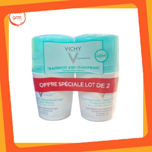 Lăn Khử Mùi Vichy Traitement Anti - Transpirant 48H 50ml Dành Cho Người Nặng Mùi, Nhiều Mồ Hôi - Gem Official Store