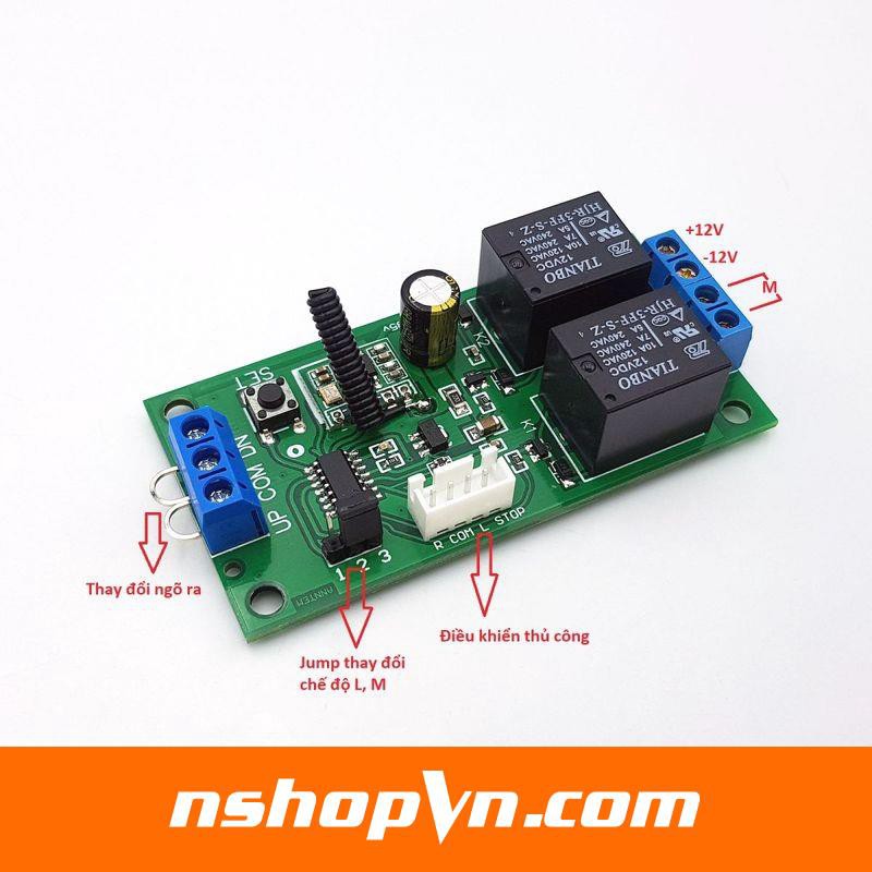 Mạch điều khiển đảo chiều động cơ từ xa 12VDC 10A