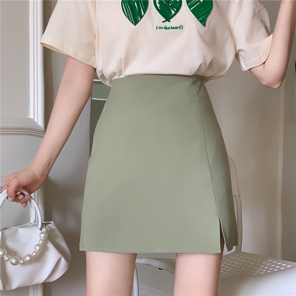 Chân váy SUXI dáng chữ A lưng cao màu sắc kẹo ngọt phong cách Hàn Quốc dành cho nữ