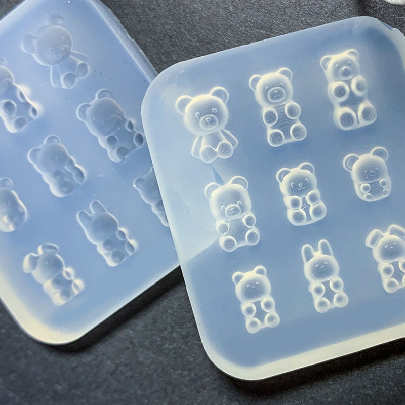 Khuôn Silicone Làm Móc Khóa Hình Gấu Lấp Lánh