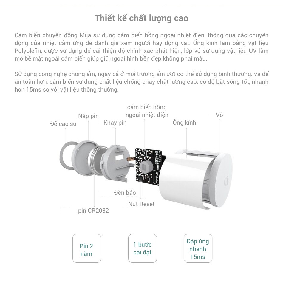 Cảm Biến Chuyển Động Zigbee Xiaomi siêu nhạy khoảng cách hơn 7 mét