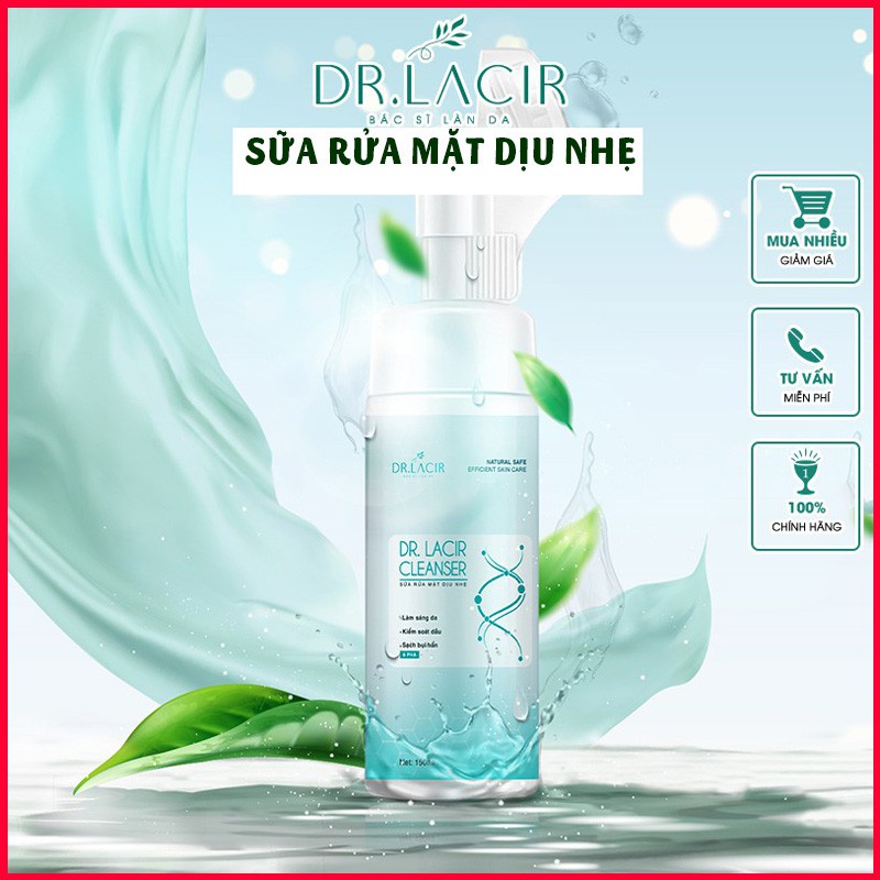 Sữa Rửa Mặt Trắng Da Dịu Nhẹ Drlacir DR LACIR cleanser 150ml,Phù Hợp cho dạ nhạy cảm,Mỏng yếu,kiềm dầu