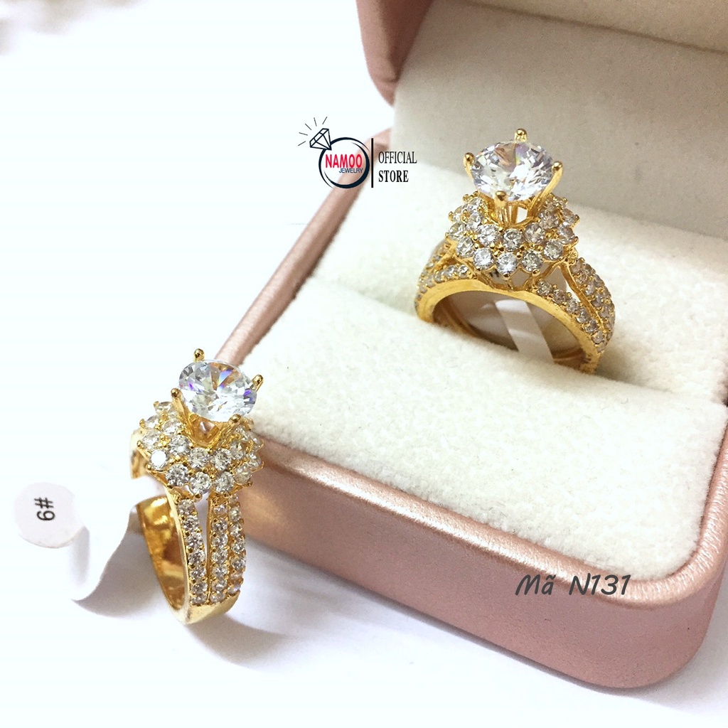 Nhẫn Đính Đá Mạ Vàng N131 Hoa 3 Lớp Dành Cho Size Tay Nhỏ(size 5,6 dưới 46kg)