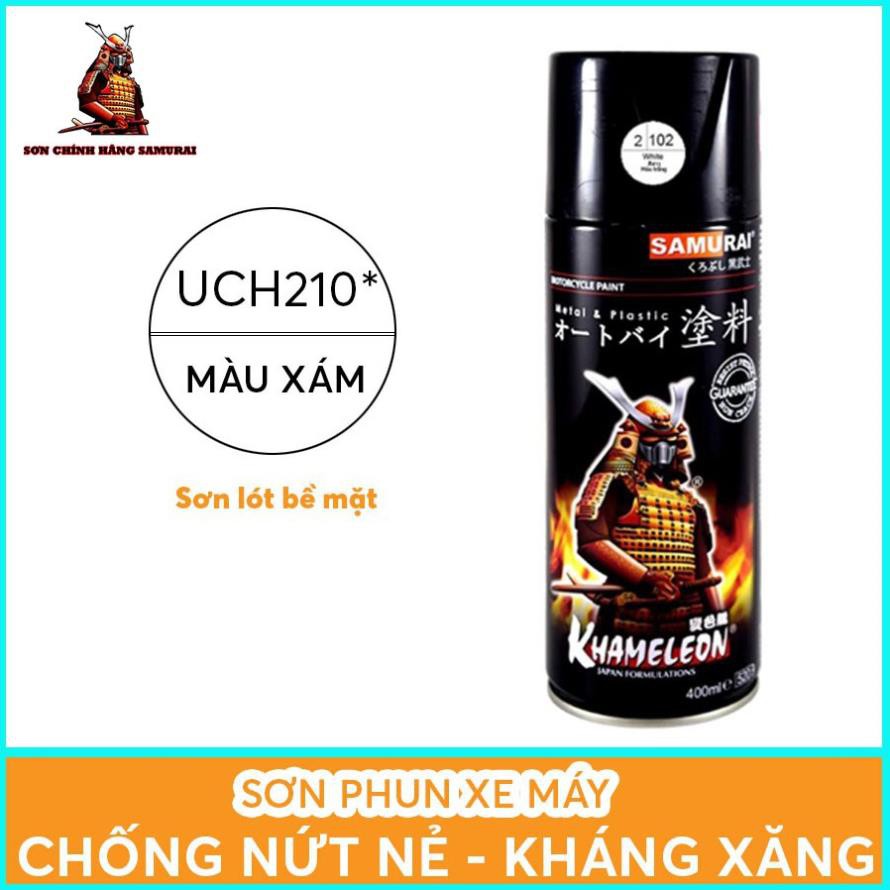 Chai Xịt Sơn Samurai UCH210 Chính Hãng Màu Xám - Sơn Lót Bề Mặt