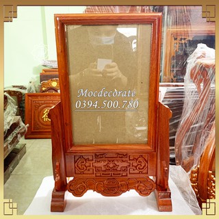 Khung ảnh thờ gỗ Hương chiện đơn họa tiết cổ điển tối giản-Sơn PU
