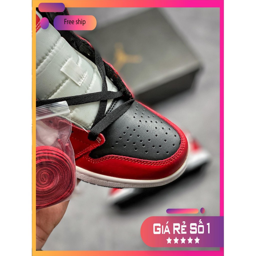 (FULL BOX + QUÀ TẶNG) Giày thể thao Air Jordan 1 Mid Chicago Toe cao cổ siêu đẹp dành cho nam và nữ .