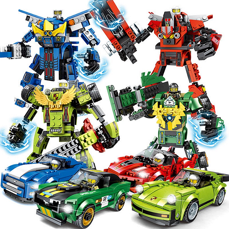 [Hàng Có Sẵn] Đồ Chơi Lắp Ghép Lego, Lắp Ráp Xe Đua Super Racing Robot Model 7001-7004 Với 250+ Mảnh Ghép