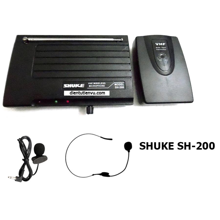 Micro không dây Đeo tai + cài áo Shuke SH-200 (Kèm 2 Mic)