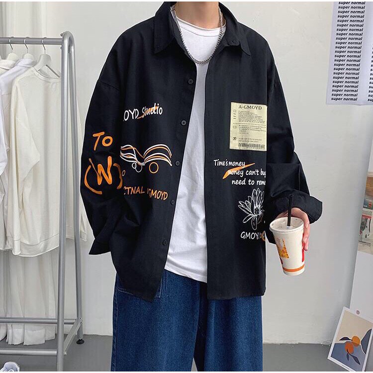 [ Có ảnh thật ] Áo sơ mi unisex form rộng - somi nam sọc số 8