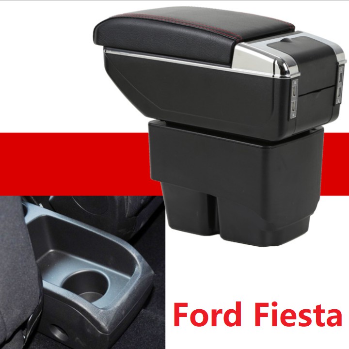 Hộp tỳ tay ô tô Ford Fiesta tích hợp 7 cổng USB DUSB-FITA - 2 màu: Đen và Be