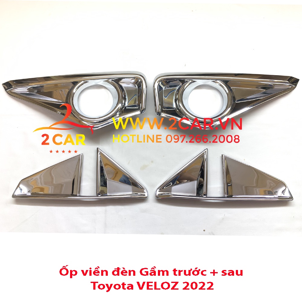 Ốp viền đèn gầm trước, sau xe Toyota VELOZ 2022 2023 mạ crom cao cấp