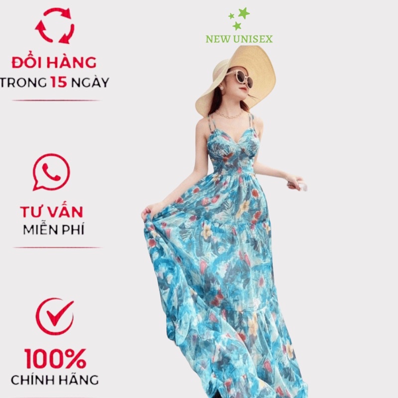 Đầm Maxi Chất Voan Phối Hoa Mặc Đẹp Tôn Dáng Phù Hợp Đi Biển, Du Lịch, Đi Chơi [NEW UNISEX]