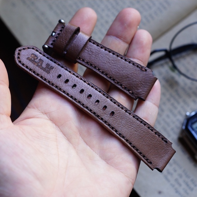 Dây Đồng Hồ Da Bò RAM Leather Màu Cà Phê Sữa Bền Đẹp