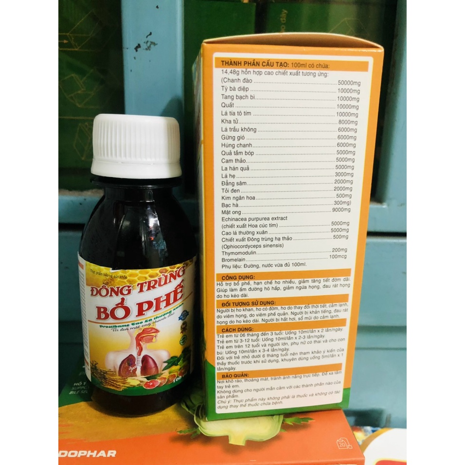 Siro Đông trùng bổ phế chứa Chanh Đào Mật Ong  giảm ho, giảm viêm họng, giảm đờm, hết khò khòe