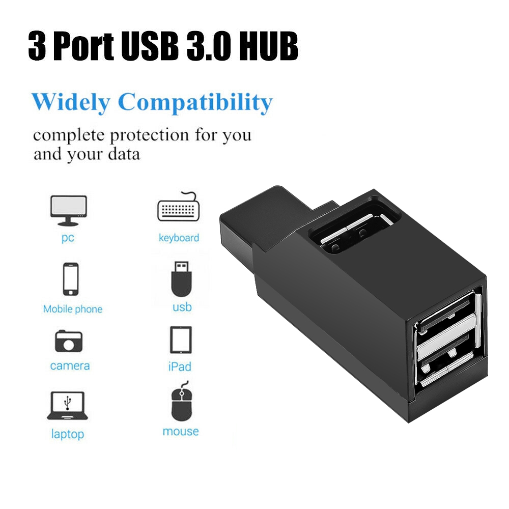 Universal Mini 3 Ports USB 3.0 2.0 Hubs High Speed ​​Data Transfer Separator Adapter For MacBook Pro PC Laptop