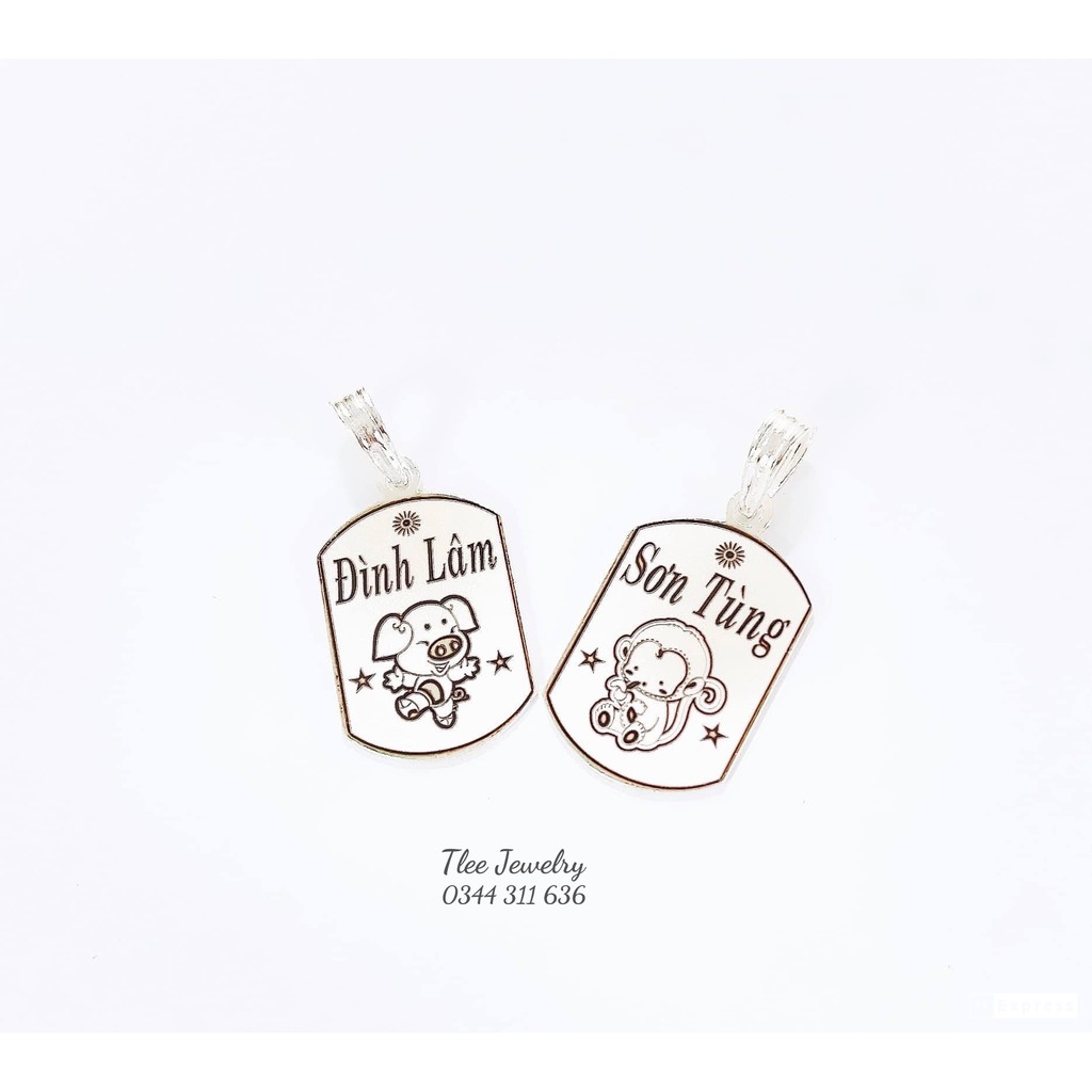 Mặt dây chuyền cho bé mẫu khắc laser miễn phí theo yêu cầu hình thù ngộ nghĩ bạc 990 TleeJewelry D0216