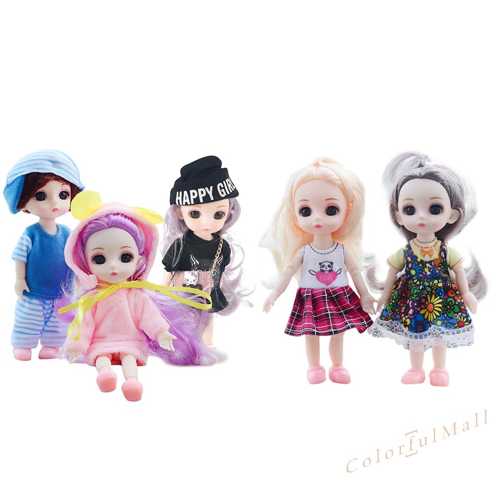 （ColorfulMall）   13 Joints Doll 3D Eyes Princess Dress Up Dolls Baby Girl DIY Toys Random 