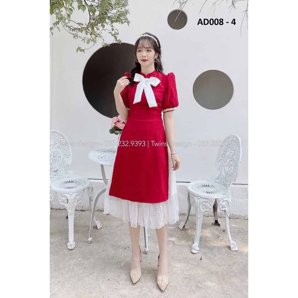 Áo dài cách tân, áo váy nữ TWINS STORE chất nhung tăm, có 4 kiểu chọn lựa - AD008