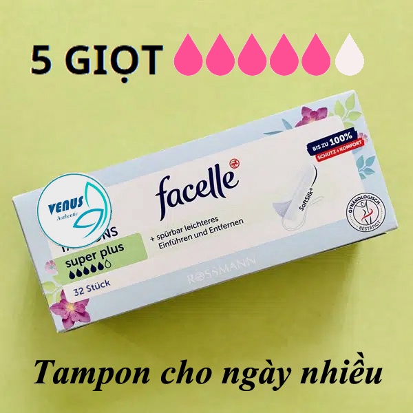 Băng vệ sinh dạng ống Tampon Facelle Super Plus siêu thấm 5 giọt nội đ